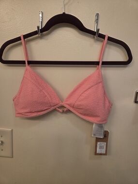 Billabong Bubblegum Pink Textured Bikini Top Swim XL 14 Nwt